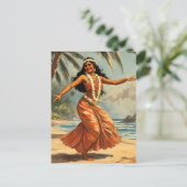 ヴィンテージスタイルハワイアン旅行フラガール踊り シーズンポストカード (スタンド正面)