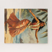 ヴィンテージスタイルハワイアン旅行フラガール踊り ジグソーパズル (横)