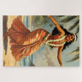 ヴィンテージスタイルハワイアン旅行フラガール踊り ジグソーパズル (横)