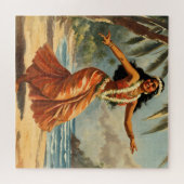 ヴィンテージスタイルハワイアン旅行フラガール踊り ジグソーパズル (横)