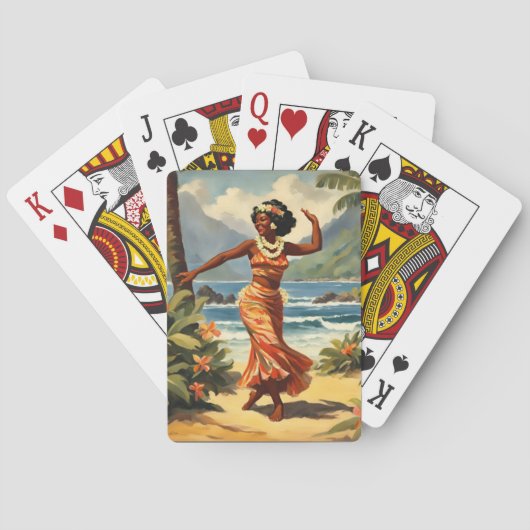 ヴィンテージスタイルハワイアン旅行フラガール踊り トランプ (裏面)