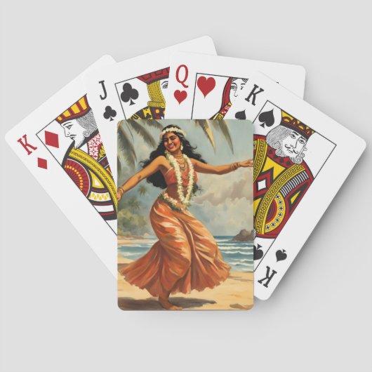 ヴィンテージスタイルハワイアン旅行フラガール踊り トランプ (裏面)
