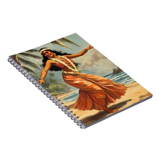 ヴィンテージスタイルハワイアン旅行フラガール踊り ノートブック (右側)