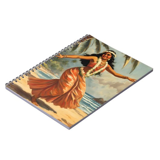 ヴィンテージスタイルハワイアン旅行フラガール踊り ノートブック (左側)