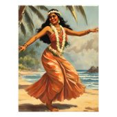 ヴィンテージスタイルハワイアン旅行フラガール踊り フォトプリント            (正面)
