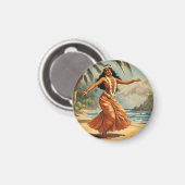 ヴィンテージスタイルハワイアン旅行フラガール踊り マグネット (正面/裏面)