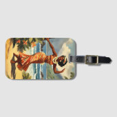 ヴィンテージスタイルハワイアン旅行フラガール踊り ラゲッジタグ (正面横)