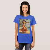 ヴィンテージスタイルハワイアン旅行フラガール踊り Tシャツ (正面フル)