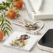 ヴィンテージスタイルハワイトラベルホノルルフラガール キーホルダー (正面右)