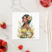 ヴィンテージスタイルハワイトラベルホノルルフラガール スタンダードカクテルナプキン (インサイチュ)