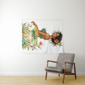 ヴィンテージスタイルハワイトラベルホノルルフラガール タペストリー (インサイチュ(横))