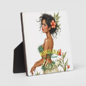 ヴィンテージスタイルハワイトラベルホノルルフラガール フォトプラーク (正面)