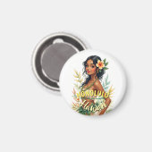 ヴィンテージスタイルハワイトラベルホノルルフラガール マグネット (正面/裏面)