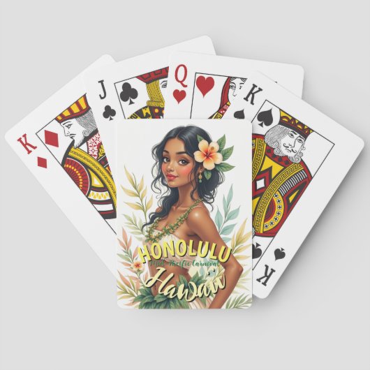 ヴィンテージスタイルハワイトラベルホノルルマグネティックカード トランプ (裏面)