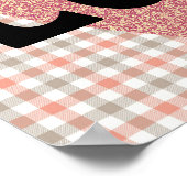 ヴィンテージスタイルハートとラブアートポスターinピンク ポスター (角)