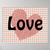 ヴィンテージスタイルハートとラブアートポスターinピンク ポスター (正面)