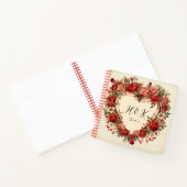 ヴィンテージスタイルハートレッドローゼバレンタインデー ノートブック (内部)