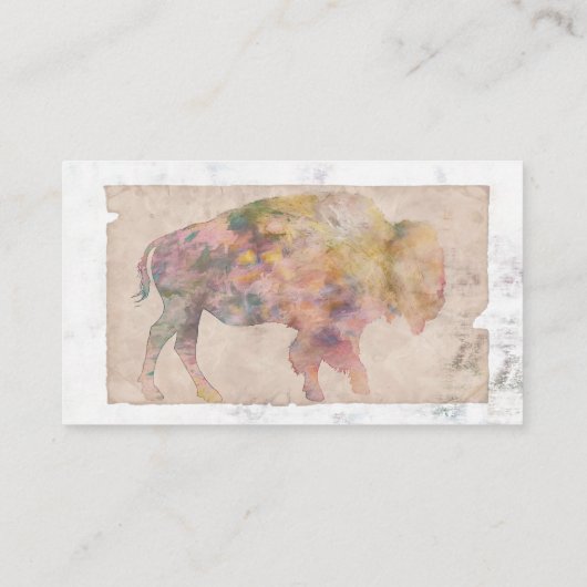 ヴィンテージスタイルバイソンアートセピア両面 名刺 (裏面)