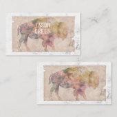 ヴィンテージスタイルバイソンアートセピア両面 名刺 (正面/裏面)