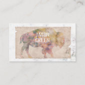 ヴィンテージスタイルバイソンアートセピア両面 名刺 (正面)