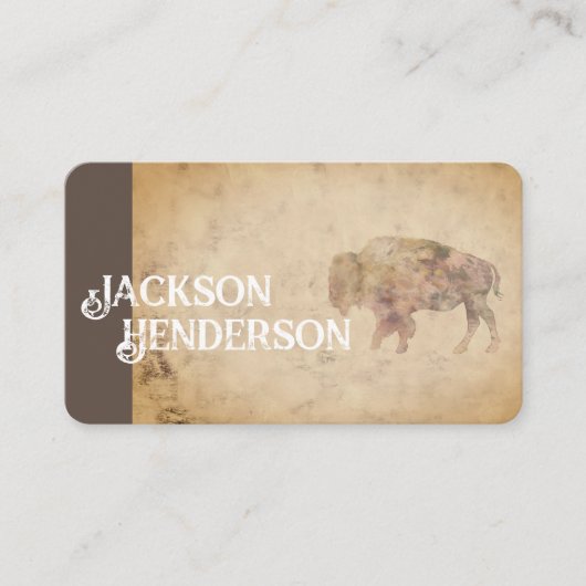 ヴィンテージスタイルバイソンアートブラウンラスチック 名刺 (正面)