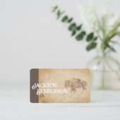 ヴィンテージスタイルバイソンアートブラウンラスチック 名刺 (スタンド正面)