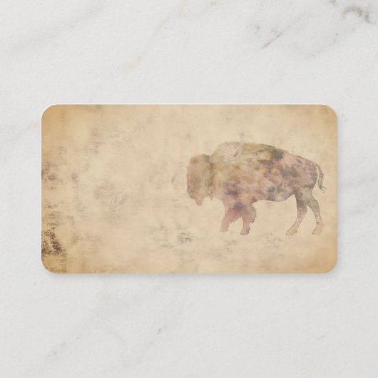 ヴィンテージスタイルバイソンアートブラウンラスチック 名刺 (裏面)