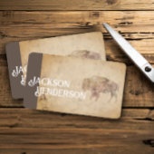 ヴィンテージスタイルバイソンアートブラウンラスチック 名刺