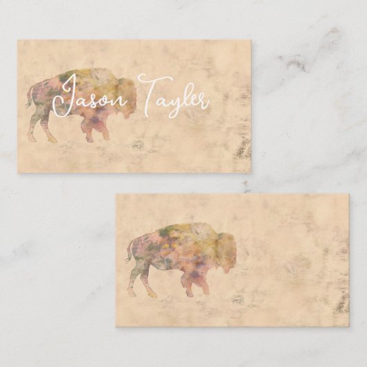 ヴィンテージスタイルバイソンデザイン両面 名刺 (正面/裏面)