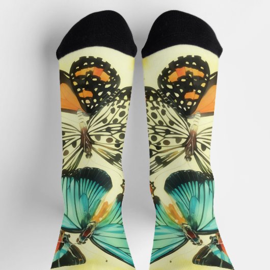 ヴィンテージスタイルバタフライアートソックス ソックス (上部)