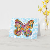 ヴィンテージスタイルバタフライアートノートカード カード (黄色い花)