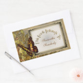 ヴィンテージスタイルバタフライイラストレーション蔵書票 長方形シール (封筒)