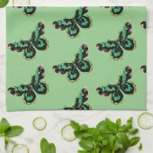 ヴィンテージスタイルバタフライキッチンタオル緑 キッチンタオル (折り畳み)