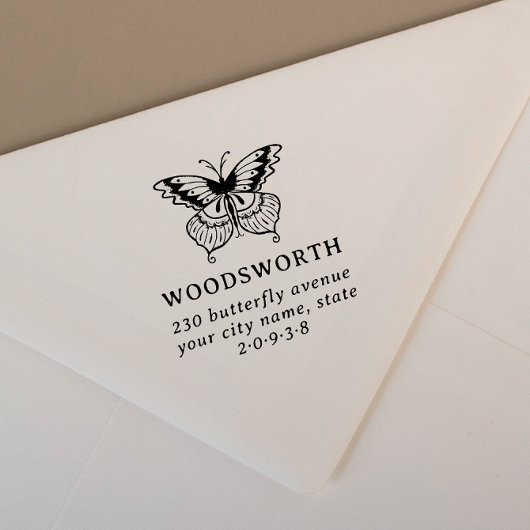 ヴィンテージスタイルバタフライクラシック差出人住所 ラバースタンプ