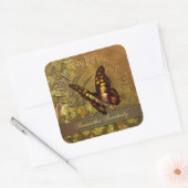 ヴィンテージスタイルバタフライ蔵書票 スクエアシール (封筒)