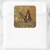 ヴィンテージスタイルバタフライ蔵書票 スクエアシール (バッグ)