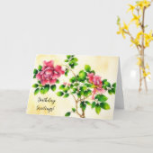 ヴィンテージスタイルバラアートフラワー誕生日カード カード (黄色い花)
