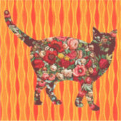 ヴィンテージスタイルバラフローラアートキャットラージシール シール (正面)