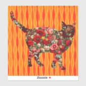 ヴィンテージスタイルバラフローラアートキャットラージシール シール (シート)