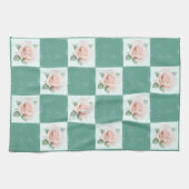 ヴィンテージスタイルバラ緑茶市松模様にタオル キッチンタオル (横)