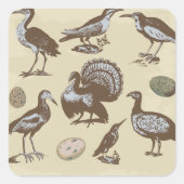 ヴィンテージスタイルバーズスクエアステッカー スクエアシール (正面)