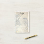 ヴィンテージスタイルバードイラストレーション ポストイット (デスク上)