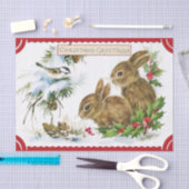 ヴィンテージスタイルバードフレンドとクリスマスラビッツ 薄葉紙 (クラフト)