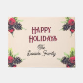 ヴィンテージスタイルパインコーン&ベリークリスマス ドアマット (正面)