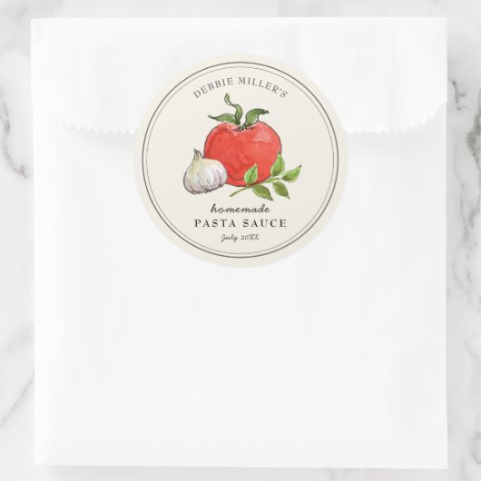 ヴィンテージスタイルパスタのソースのラベルのオフ – ホワイト ラウンドシール (バッグ)