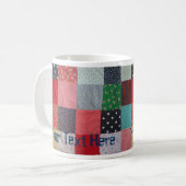 ヴィンテージスタイルパッチワークファブリックデザインカラフル コーヒーマグカップ (正面左)