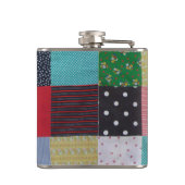 ヴィンテージスタイルパッチワークファブリックデザインカラフル フラスク (裏面)