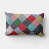 ヴィンテージスタイルパッチワークファブリックデザインカラフル ランバークッション (裏面)