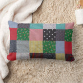 ヴィンテージスタイルパッチワークファブリックデザインカラフル ランバークッション (ブランケット)