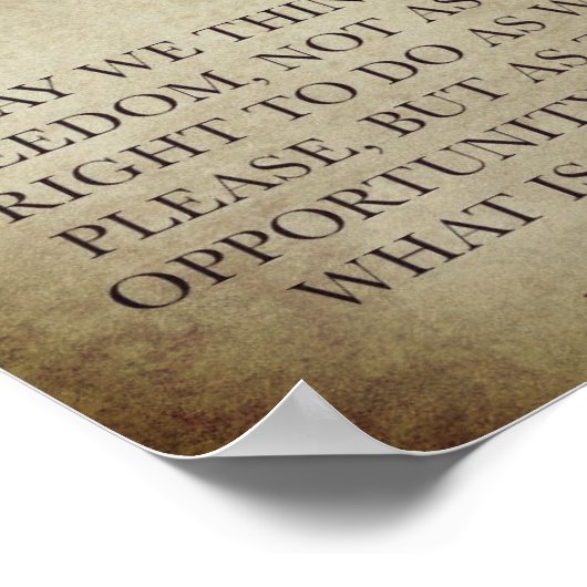 ヴィンテージスタイルパトリオットアメリカ国旗の自由引用文 ポスター (角)